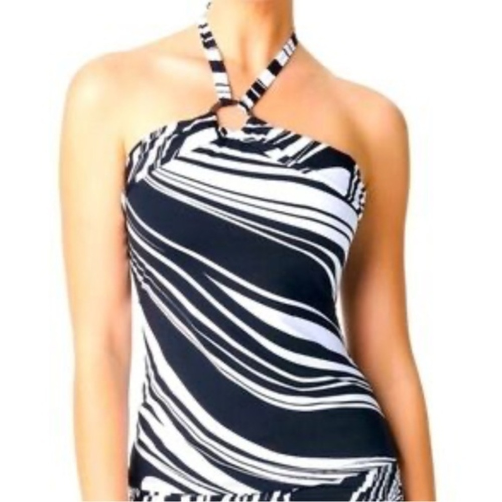 Bleu Rod Beattie Black and White Swirl Bikini Top
